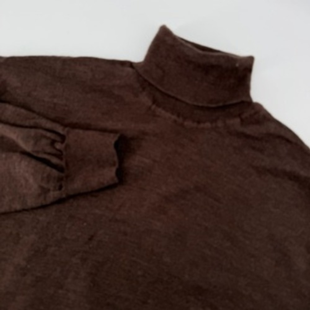 Scott Barber Brown Wool Silk Cashmere Turtleneck Sweater Made in Italy Large